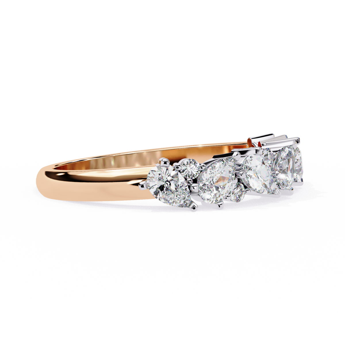 Reverra 14K Pear and Round Diamond Cluster Ring, CTTW-0.73