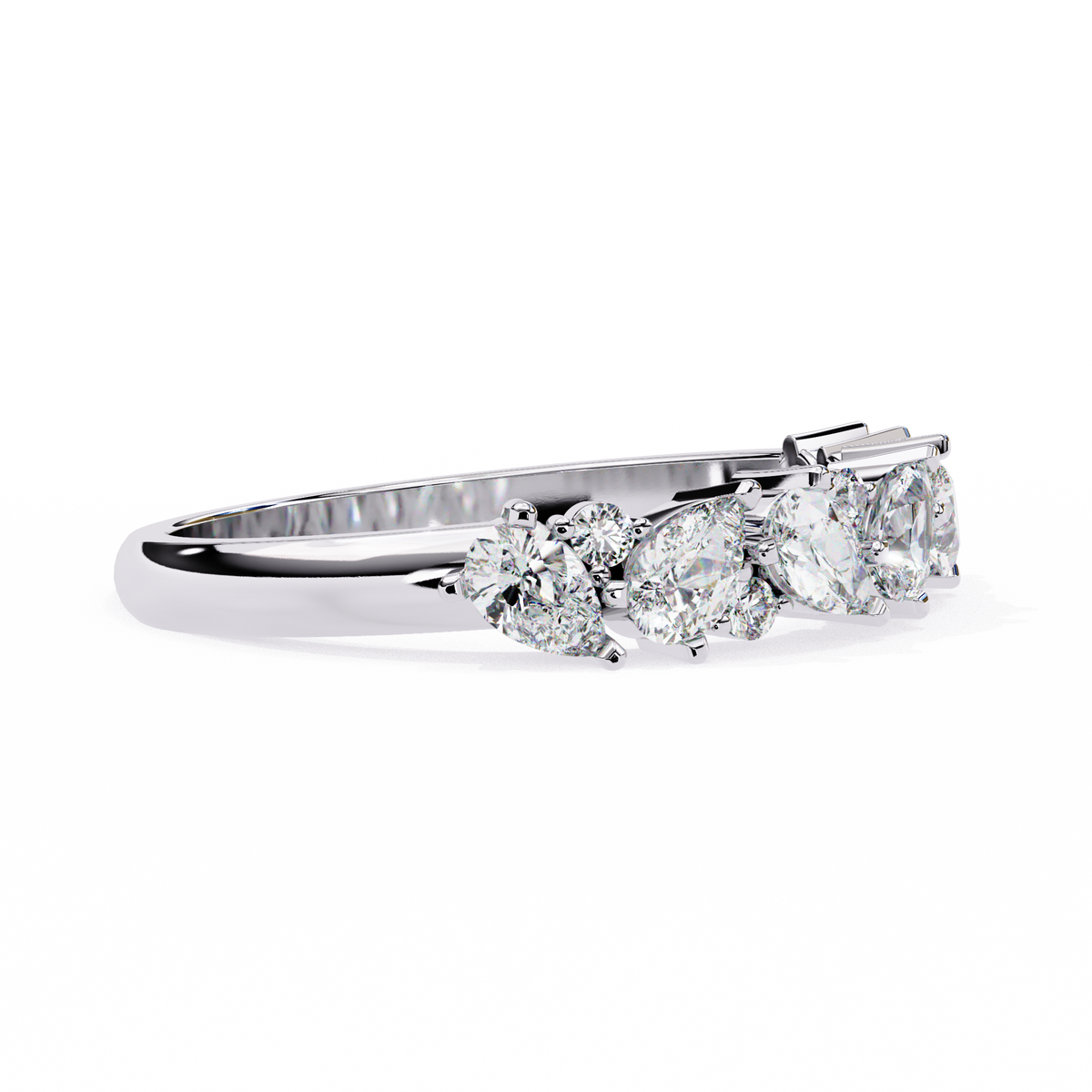 Reverra 14K Pear and Round Diamond Cluster Ring, CTTW-0.73