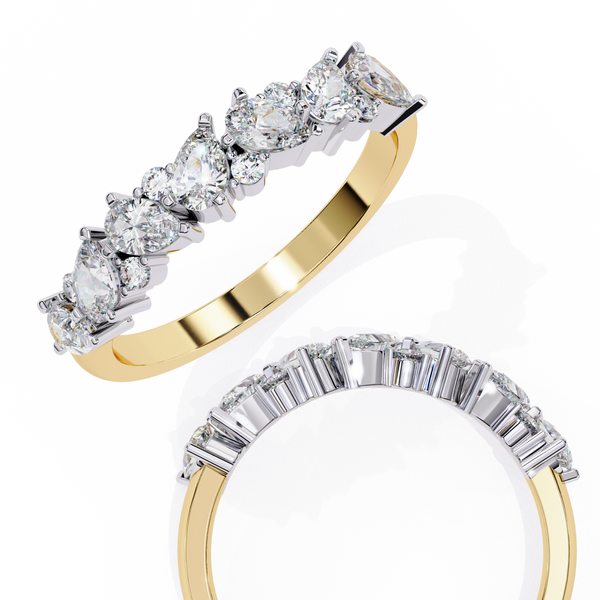 Reverra 14K Gold Pear & Round Lab Grown Diamond Cluster Engagement Ring for Women, CTTW-0.73