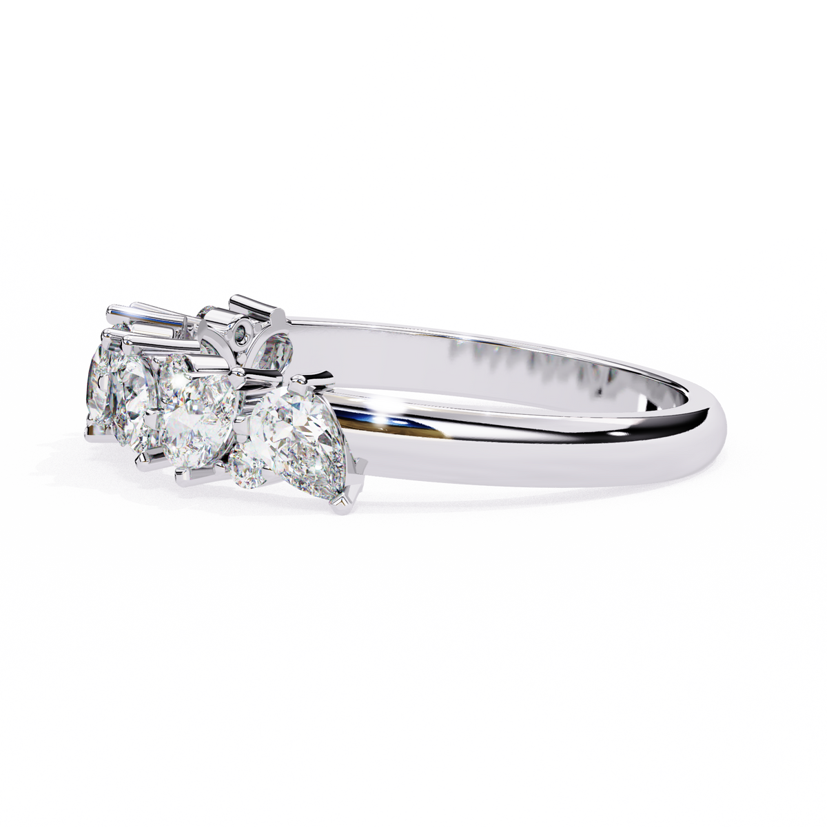 Reverra 14K Pear and Round Diamond Cluster Ring, CTTW-0.73