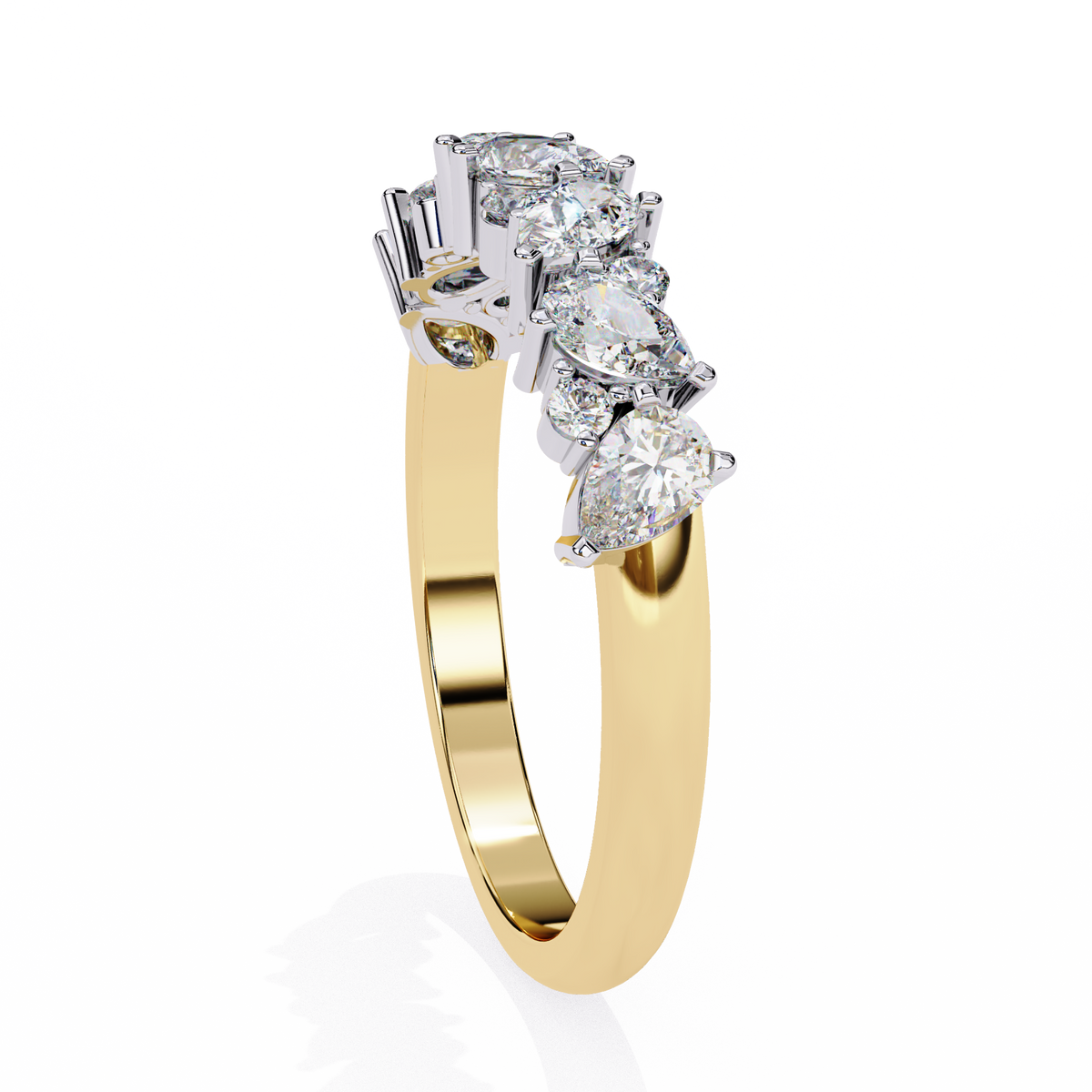 Reverra 14K Pear and Round Diamond Cluster Ring, CTTW-0.73
