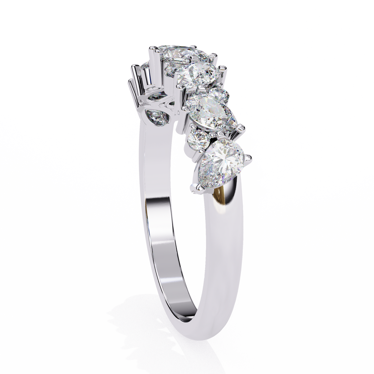 Reverra 14K Pear and Round Diamond Cluster Ring, CTTW-0.73