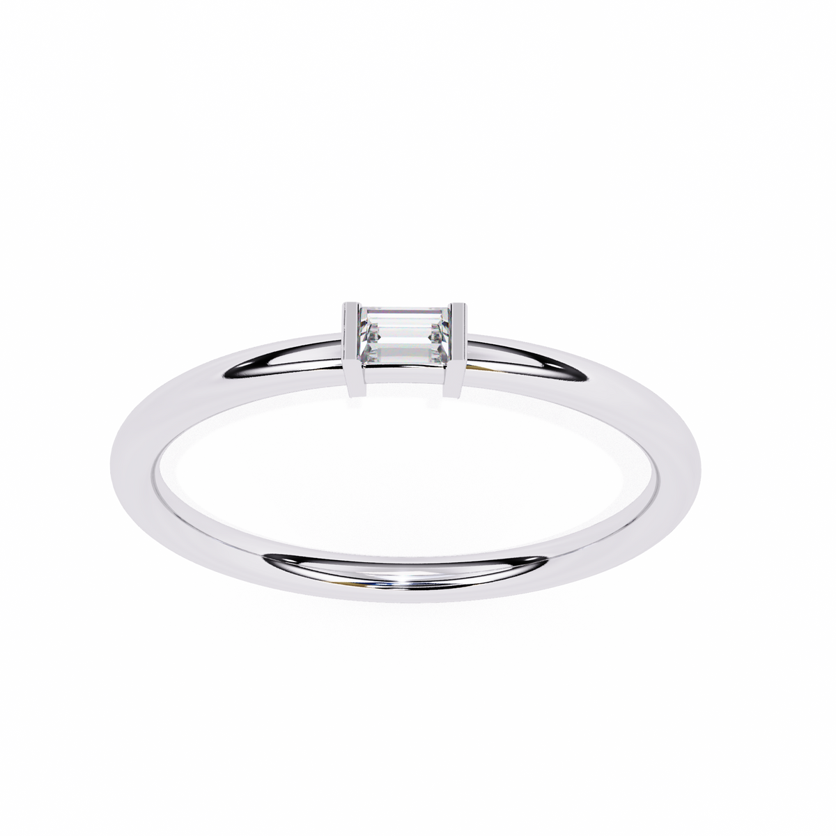 Reverra 14K Baguette Diamond Solitaire Ring, CTTW-0.11