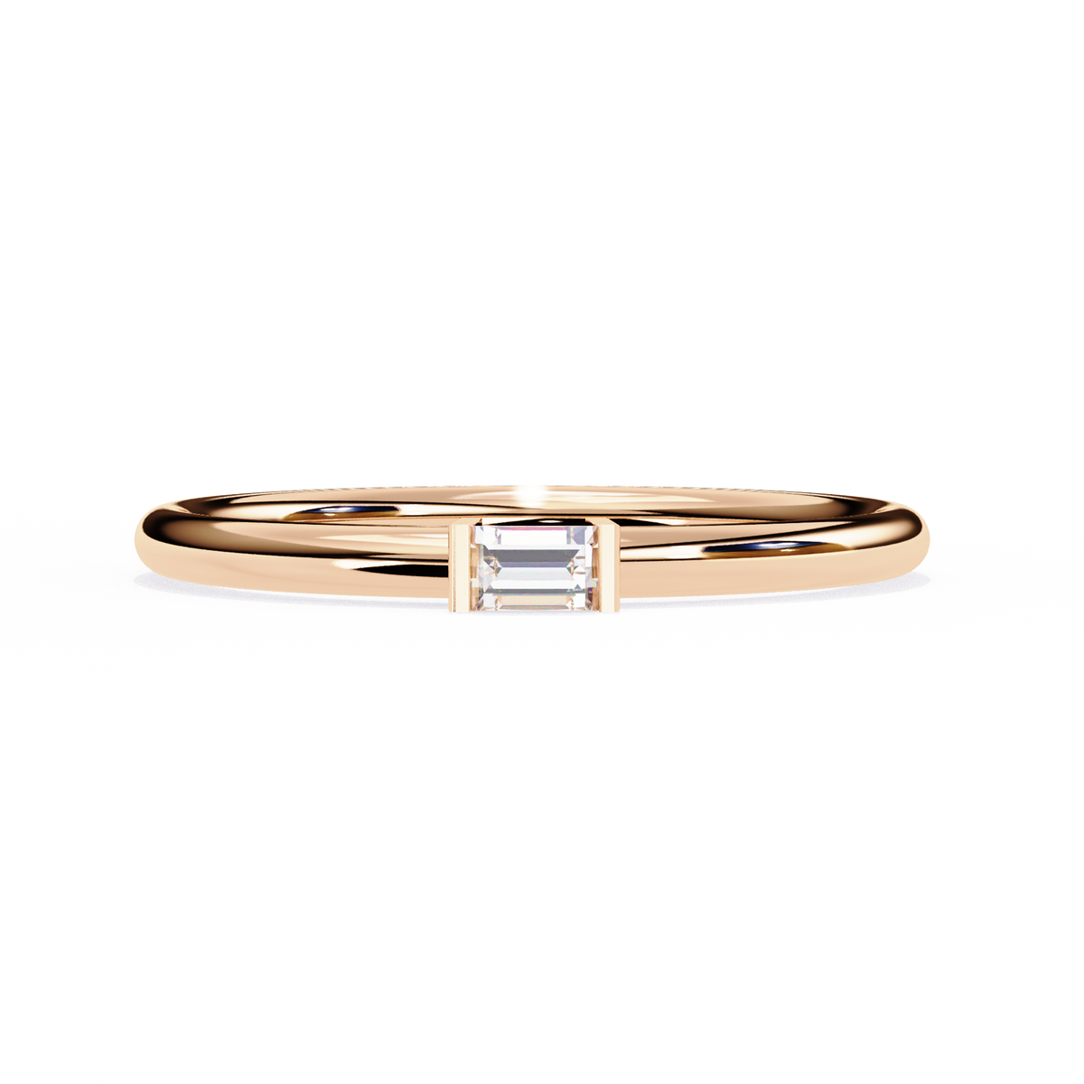 Reverra 14K Baguette Diamond Solitaire Ring, CTTW-0.11