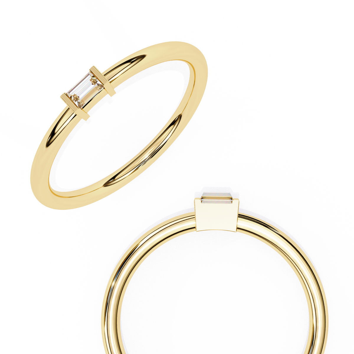 Reverra 14K Baguette Diamond Solitaire Ring, CTTW-0.11