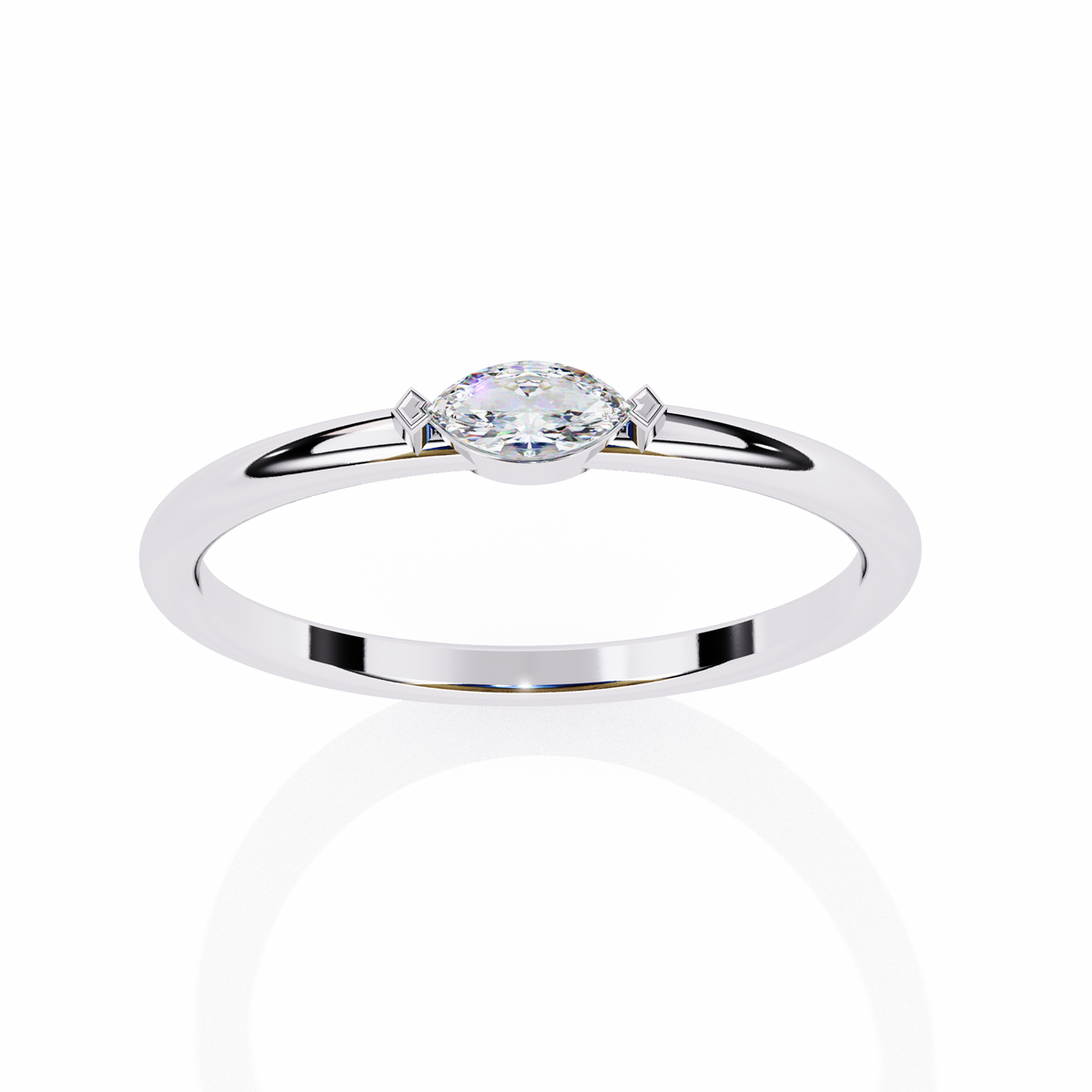 Reverra 14K Marquise Diamond Solitaire Ring, CTTW-0.1