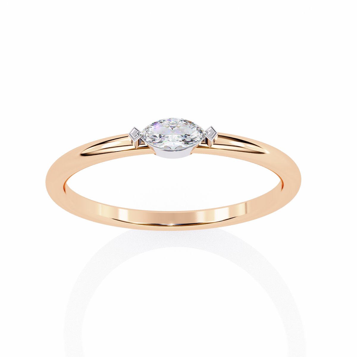 Reverra 14K Marquise Diamond Solitaire Ring, CTTW-0.1