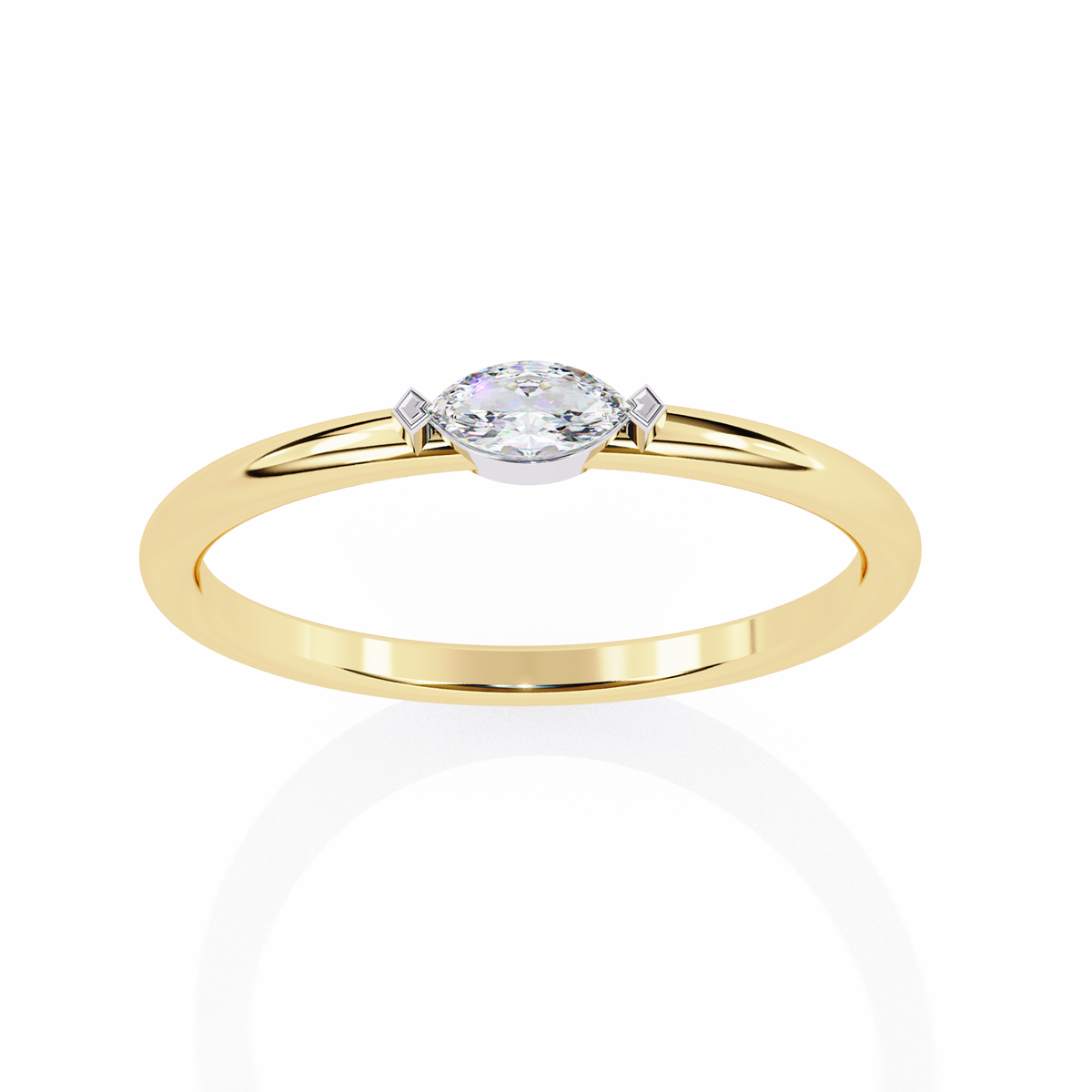 Reverra 14K Marquise Diamond Solitaire Ring, CTTW-0.1