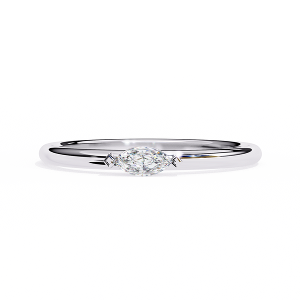 Reverra 14K Gold Marquise Lab Grown Diamond Solitaire Engagement Ring for Women, CTTW-0.1