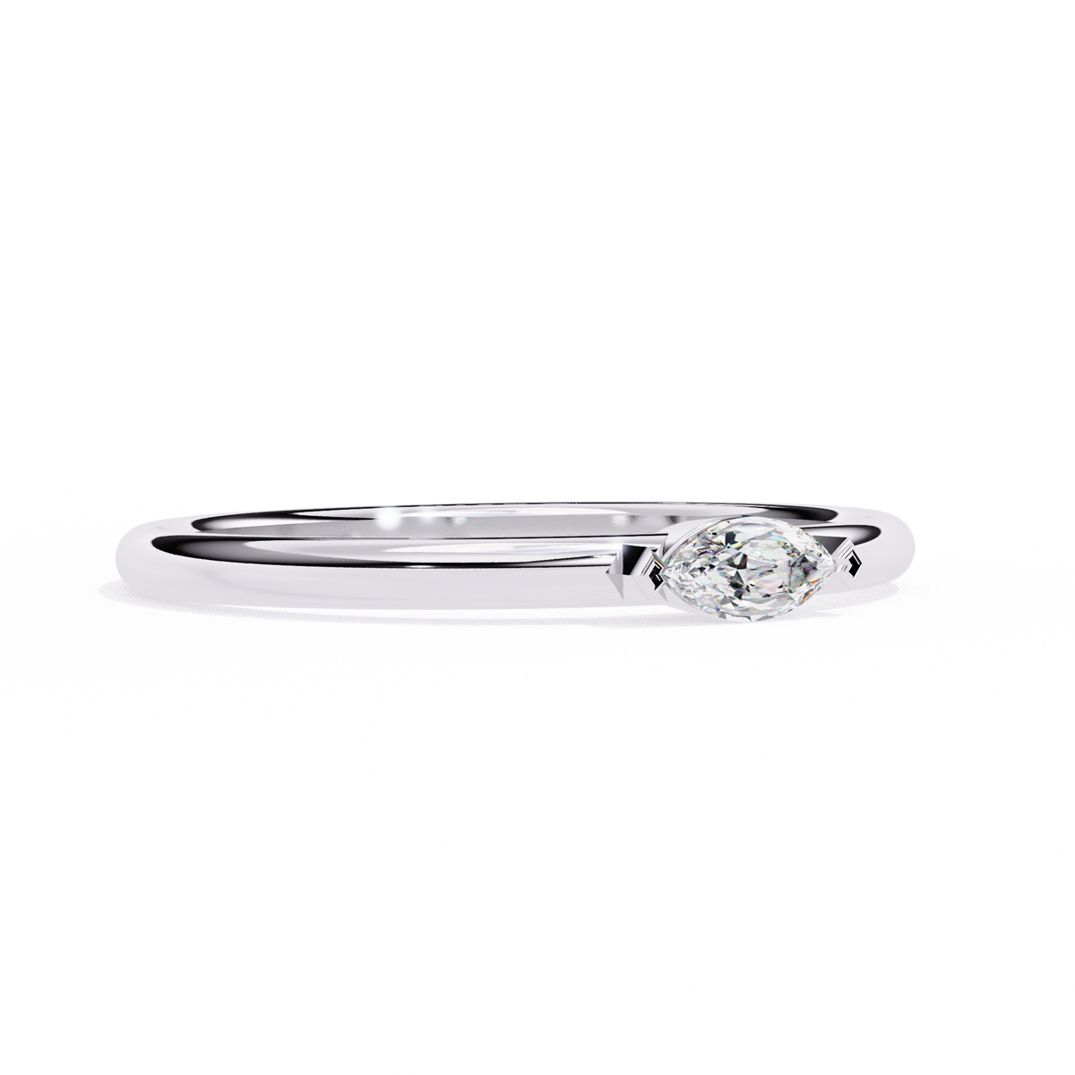 Reverra 14K Marquise Diamond Solitaire Ring, CTTW-0.1