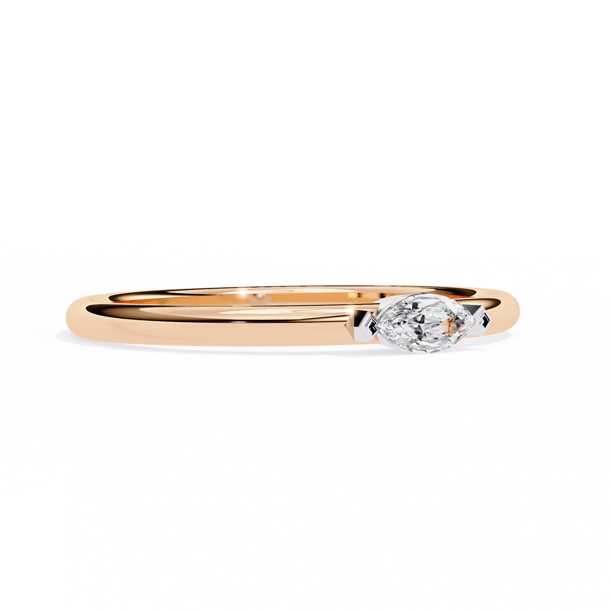 Reverra 14K Marquise Diamond Solitaire Ring, CTTW-0.1