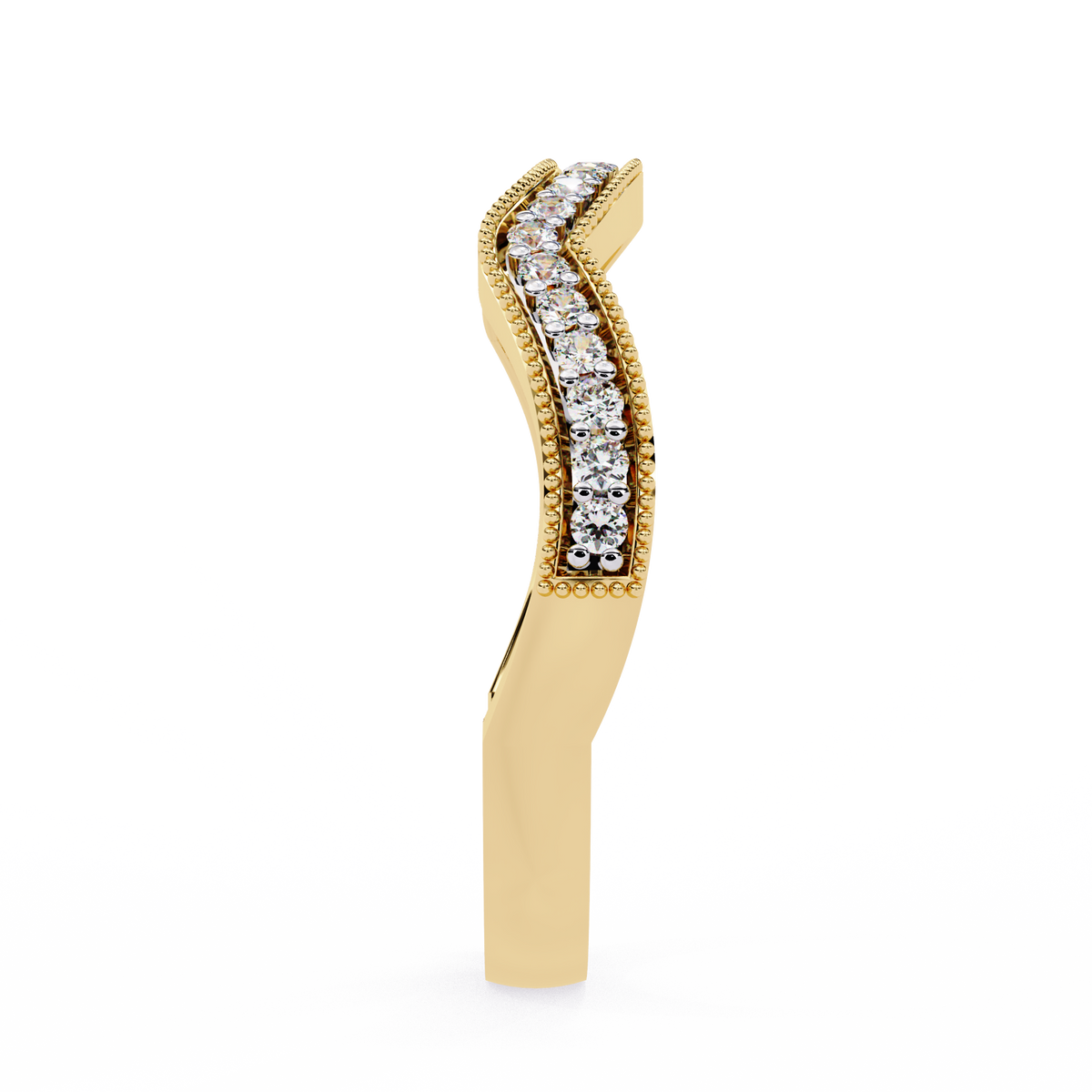 Reverra 14K Diamond Chevron Wedding Band with Milgrain Detail, CTTW-0.158