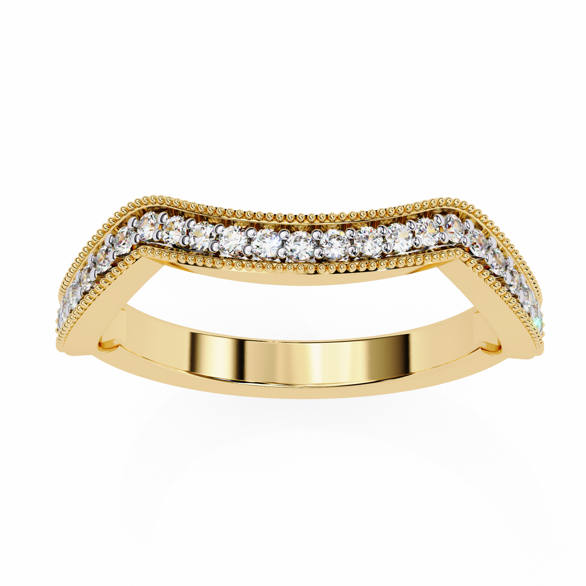 Reverra 14K Diamond Chevron Wedding Band with Milgrain Detail, CTTW-0.158