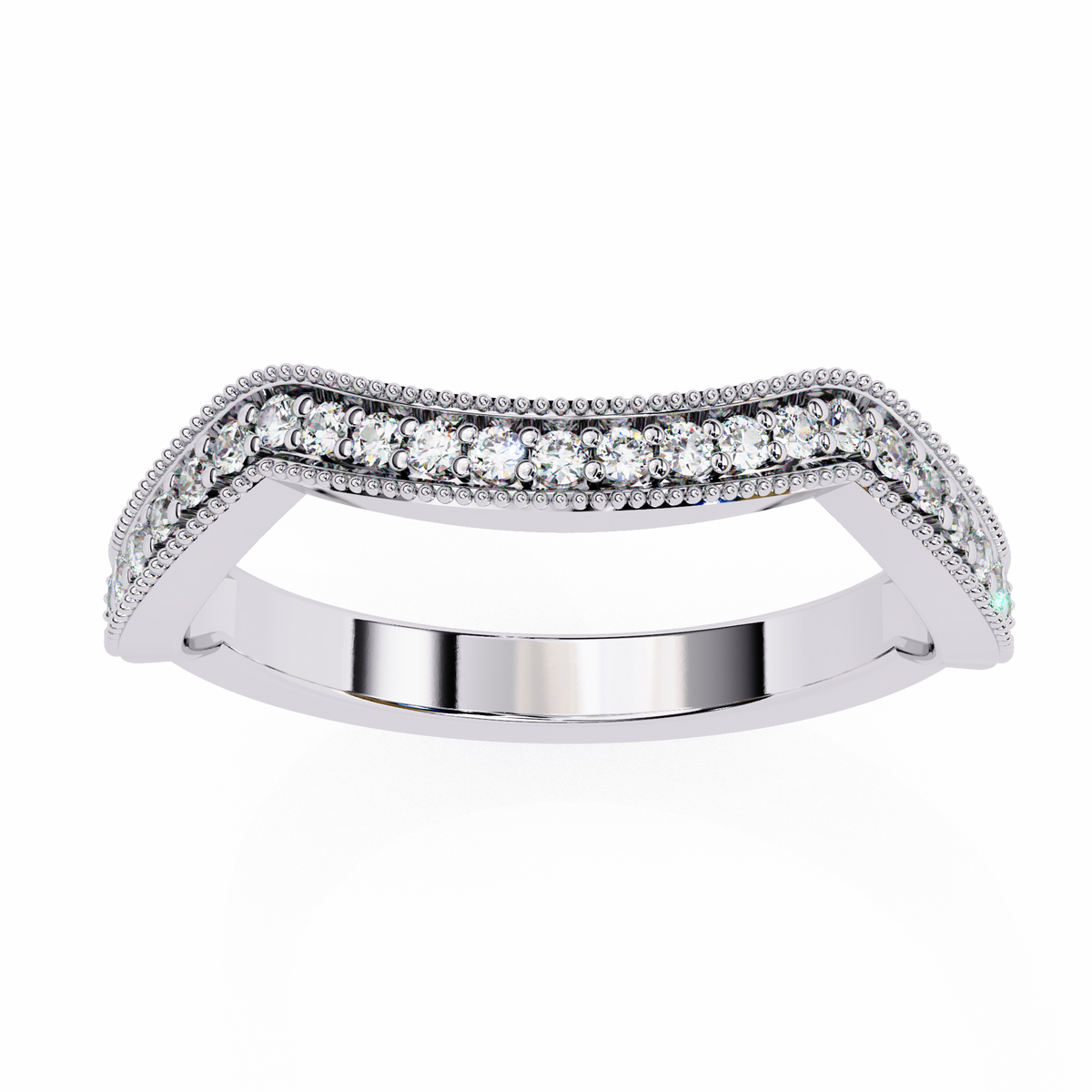 Reverra 14K Diamond Chevron Wedding Band with Milgrain Detail, CTTW-0.158
