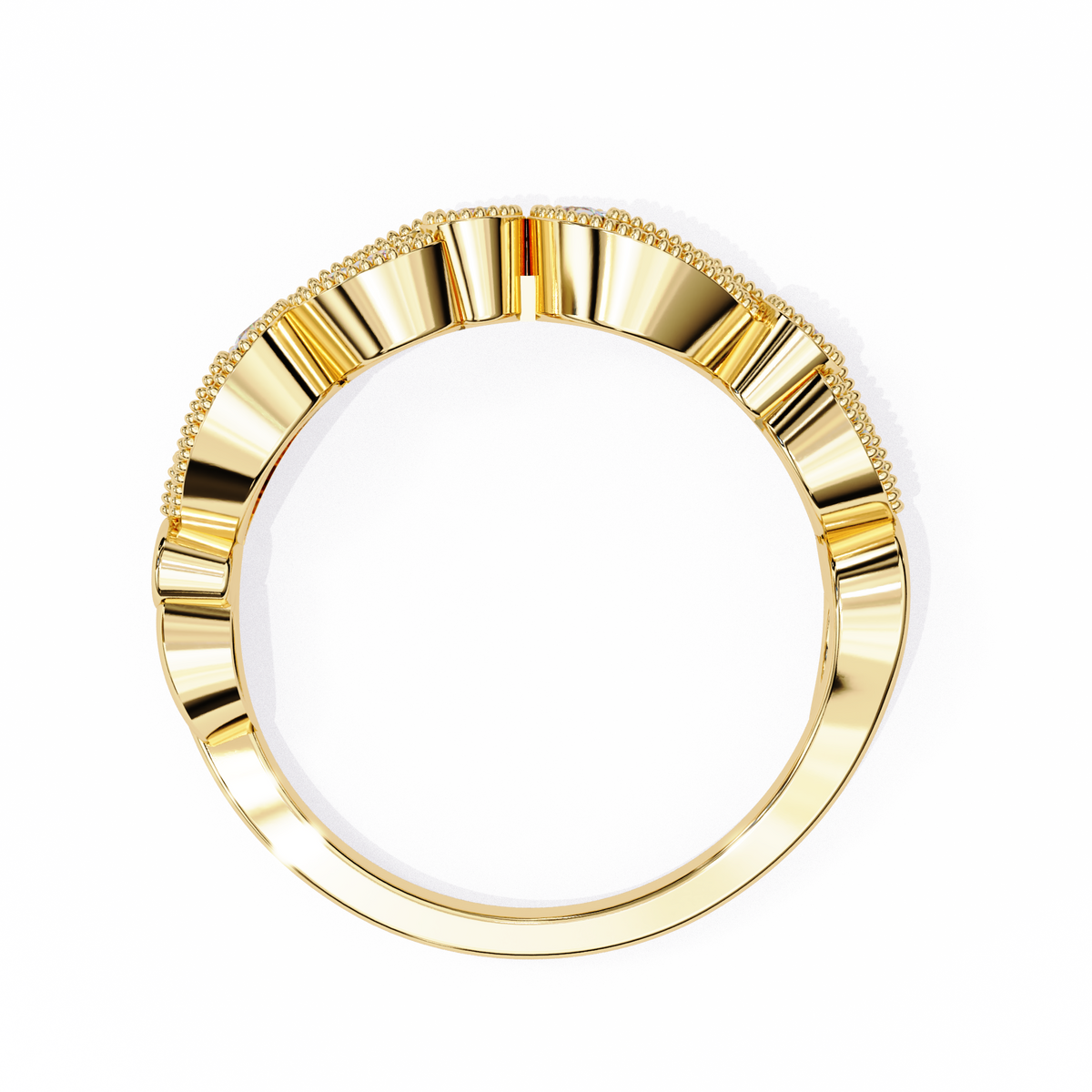 Reverra 14K Vintage Leaf Diamond Band with Milgrain Detailing, CTTW-0.11