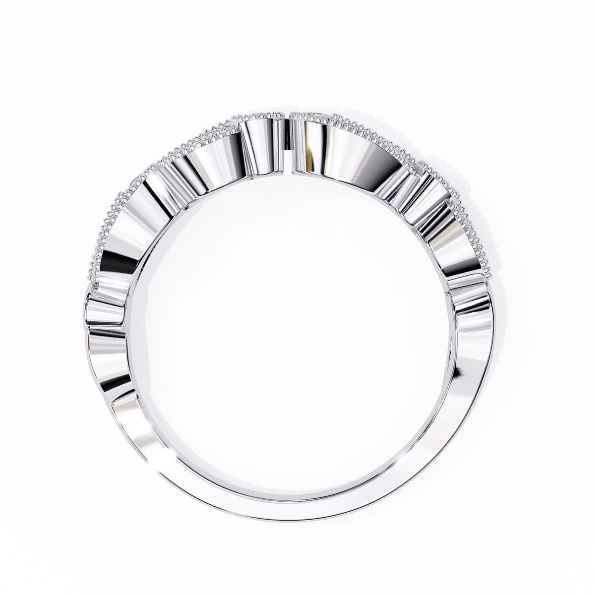 Reverra 14K Vintage Leaf Diamond Band with Milgrain Detailing, CTTW-0.11