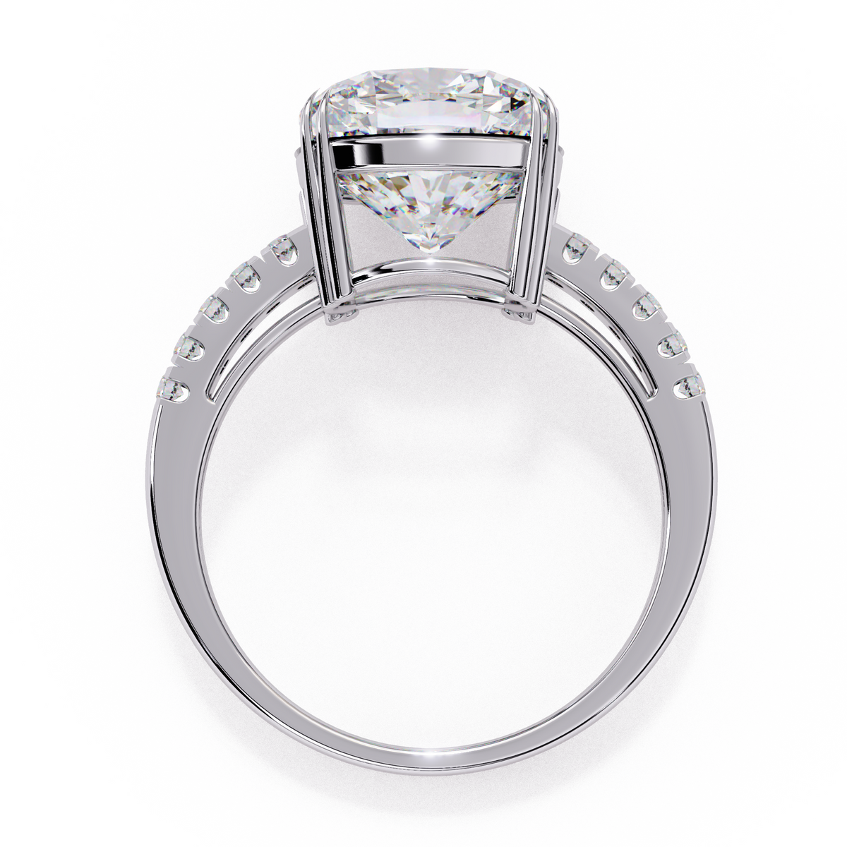 Reverra 14K Gold Round Lab Grown Diamond Solitaire with Pava Band Engagement Ring for Women, CTTW-5.38