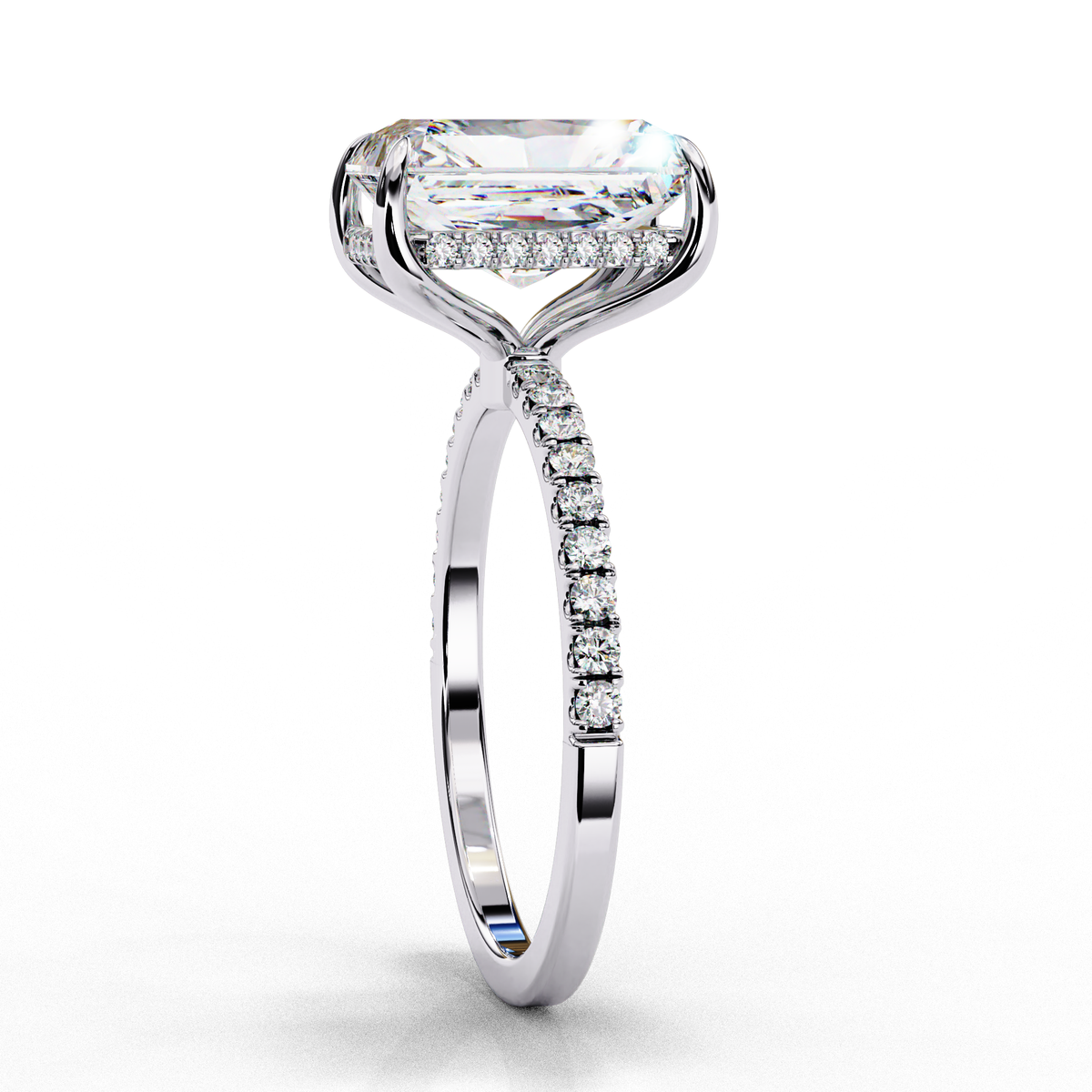 Reverra 14K Elongated Cushion Hidden Halo Engagement Ring, CTTW-2.71