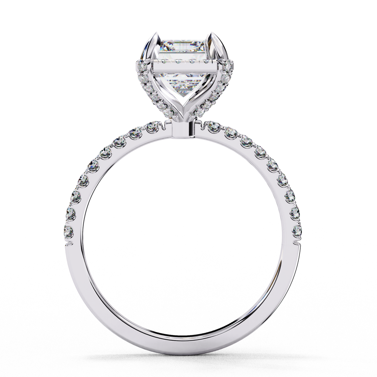 Reverra 14K Hidden Halo Engagement Ring with Pave Band, CTTW-2.8