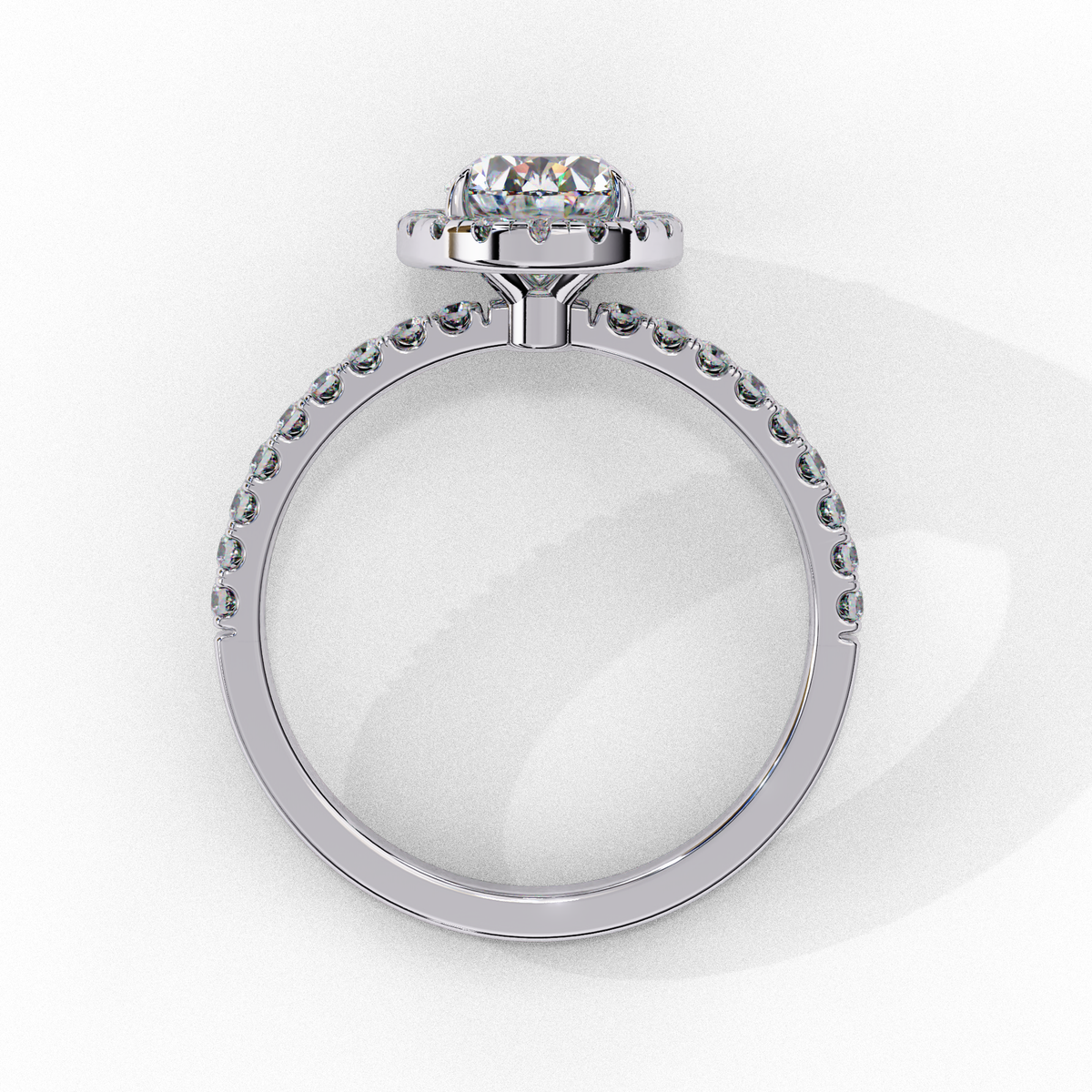 Reverra 14K Oval Halo Engagement Ring with Pave Band, CTTW-1.42