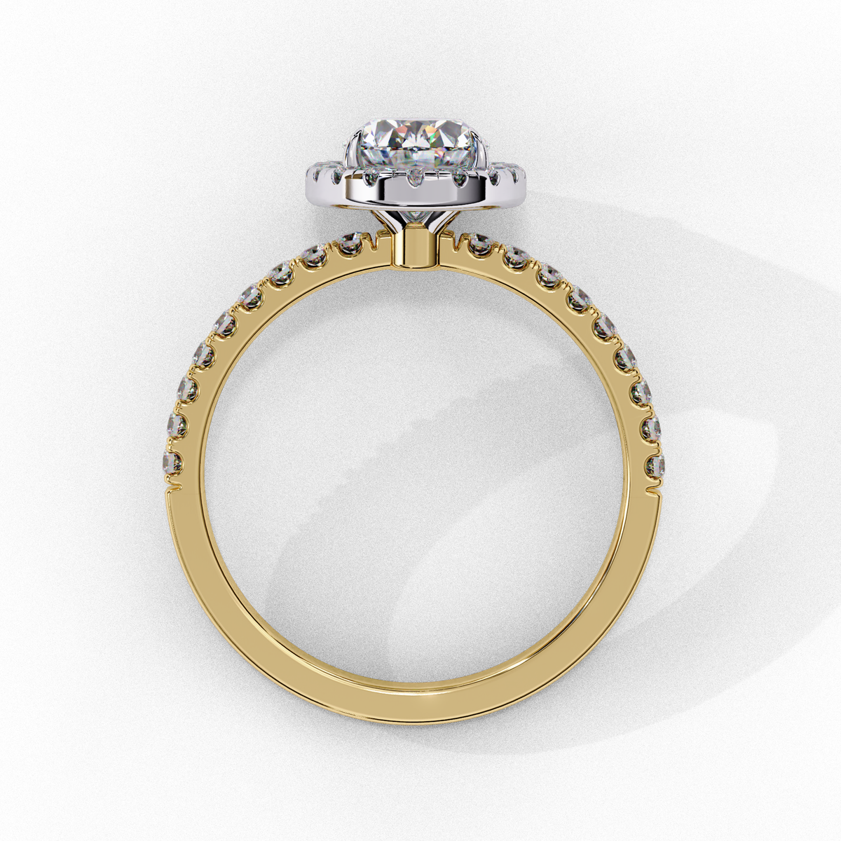 Reverra 14K Oval Halo Engagement Ring with Pave Band, CTTW-1.42