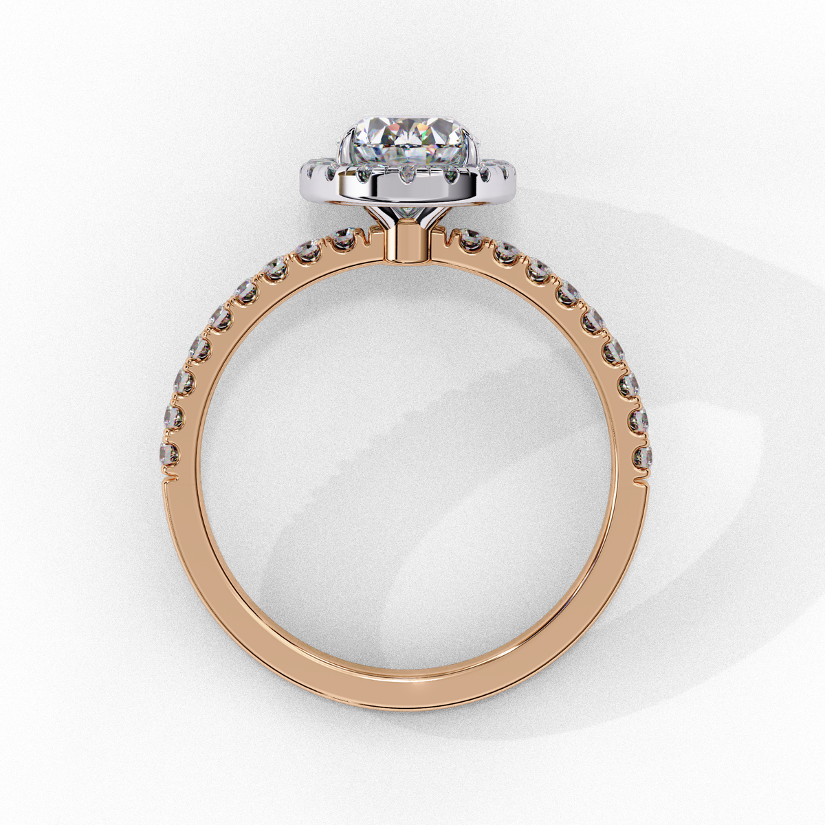 Reverra 14K Oval Halo Engagement Ring with Pave Band, CTTW-1.42