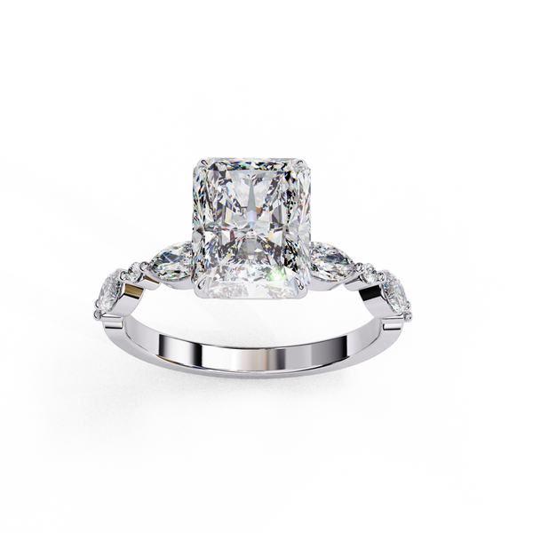 Reverra 14K Gold Radiant Lab Grown Diamond Solitaire Engagement Ring for Women, CTTW-3.19