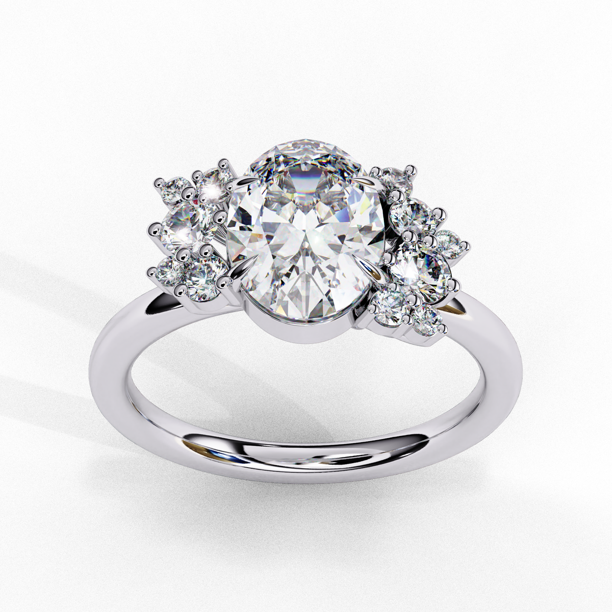 Reverra 14K Oval Cluster Engagement Ring, CTTW-1.225