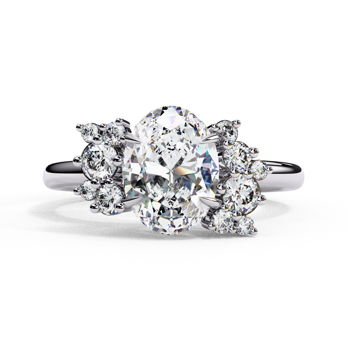 Reverra 14K Oval Cluster Engagement Ring, CTTW-1.225