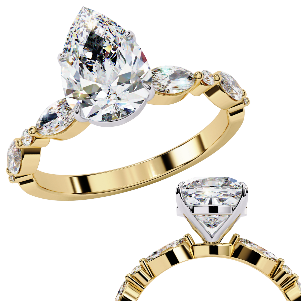 Reverra 14K Pear Solitaire Engagement Ring, CTTW-1.79