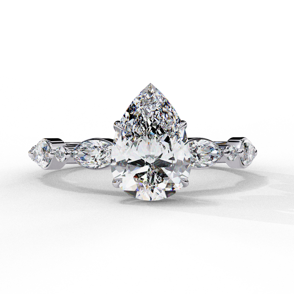 Reverra 14K Gold Pear Lab Grown Diamond Solitaire Engagement Ring for Women, CTTW-1.79