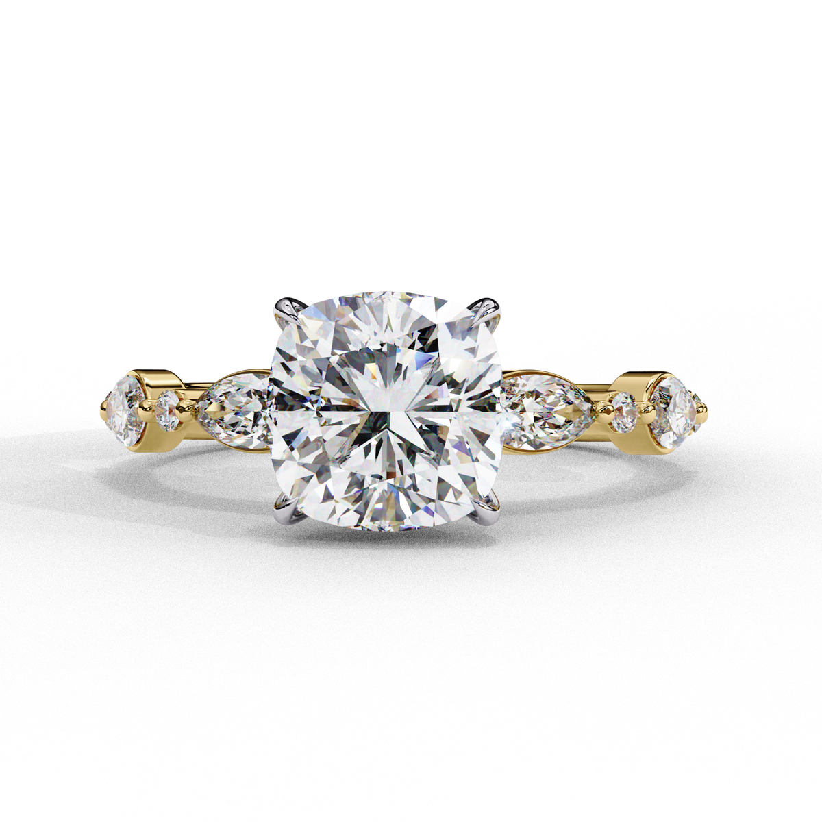 Reverra 14K Cushion Solitaire Engagement Ring, CTTW-3.55