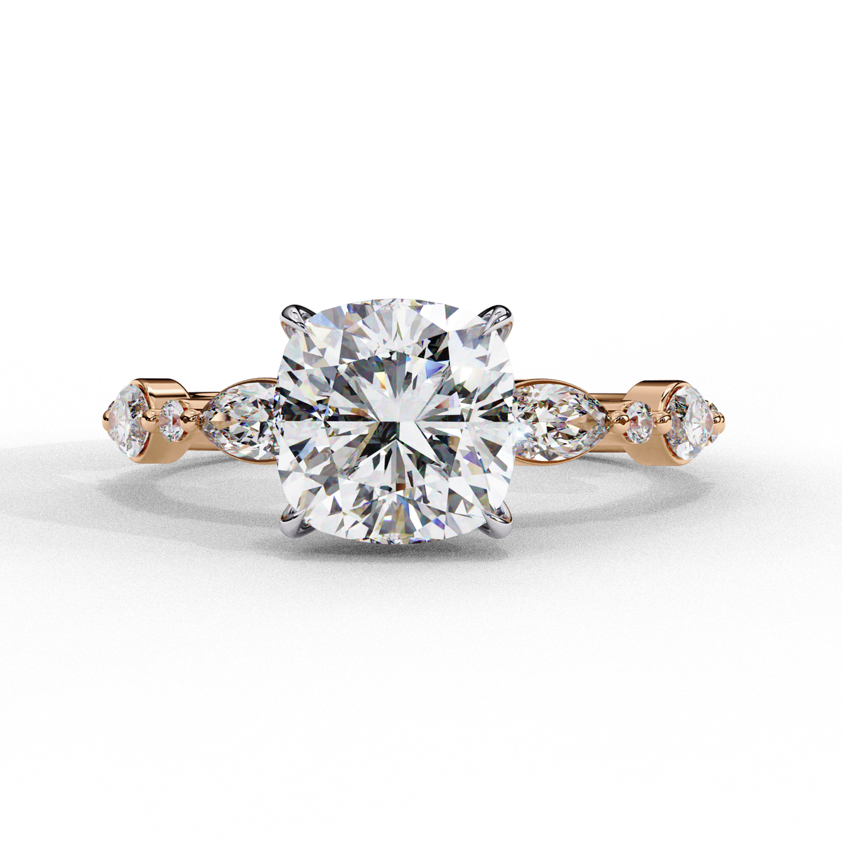 Reverra 14K Cushion Solitaire Engagement Ring, CTTW-3.55