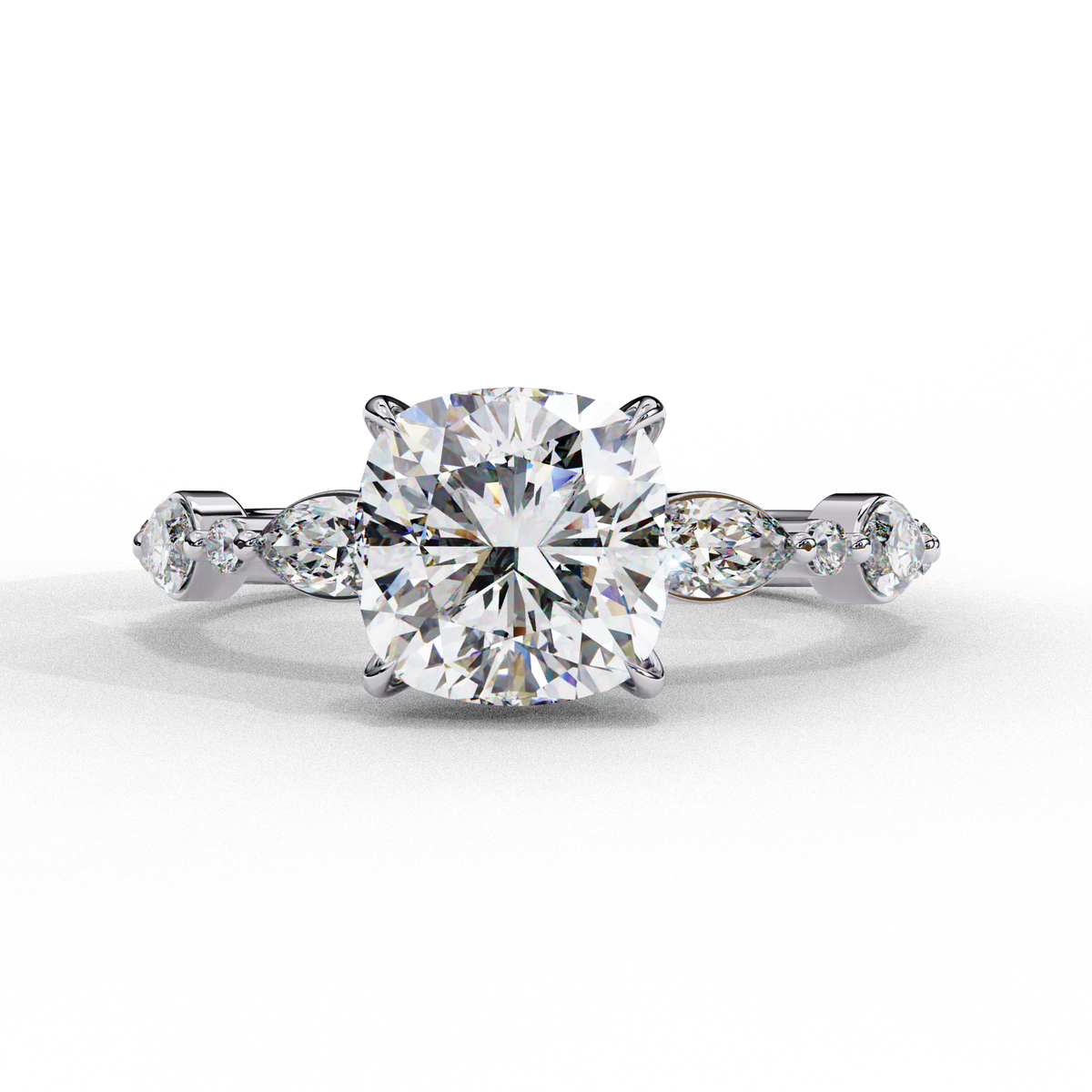 Reverra 14K Cushion Solitaire Engagement Ring, CTTW-3.55