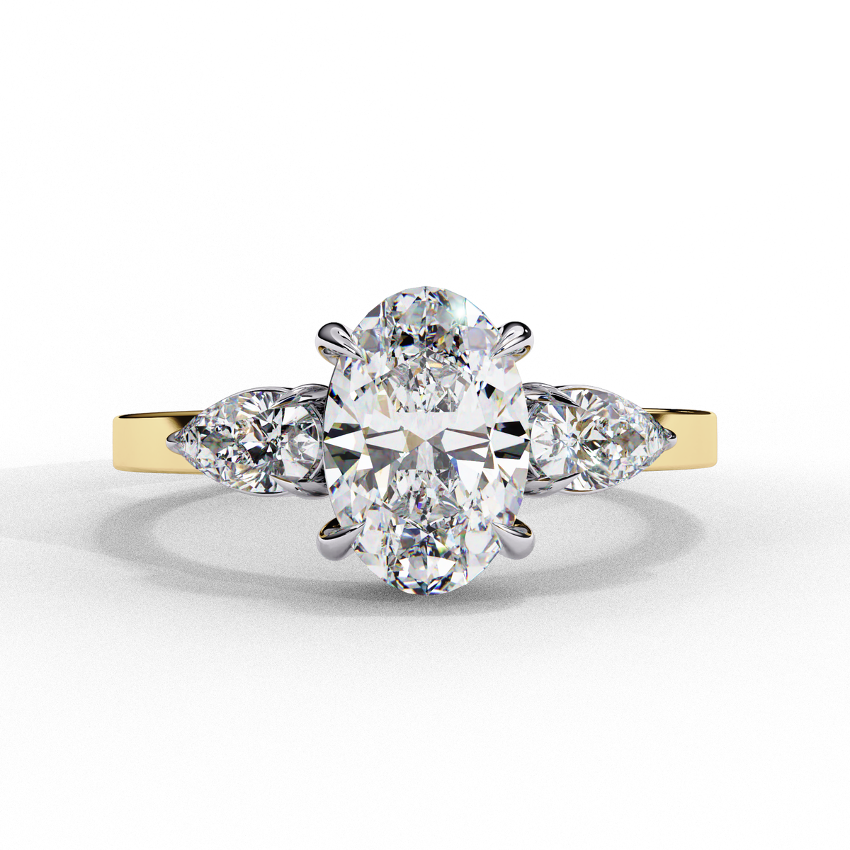 Reverra 14K Oval Three-Stone Engagement Ring, CTTW-1.53