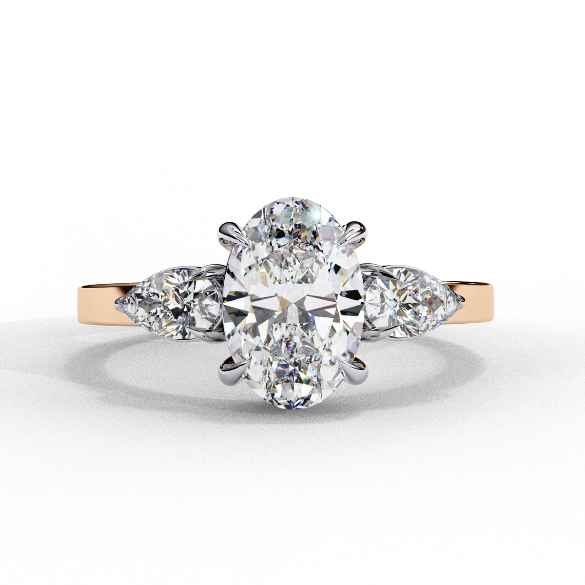 Reverra 14K Oval Three-Stone Engagement Ring, CTTW-1.53