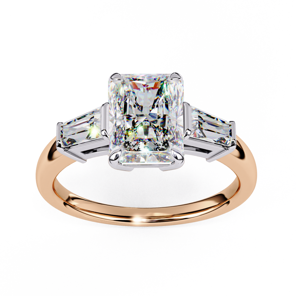 Reverra 14K Radiant Three-Stone Engagement Ring, CTTW-3.13