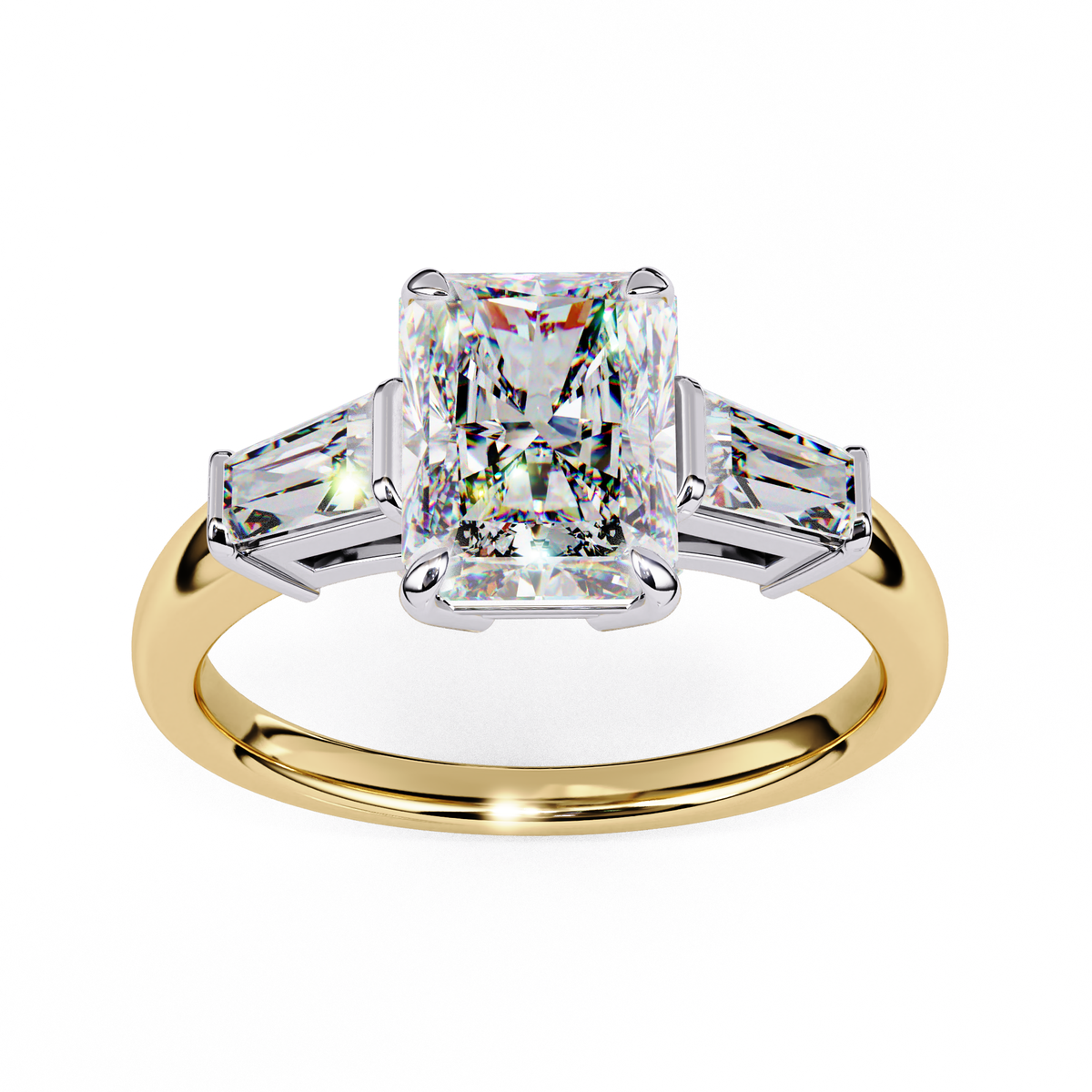 Reverra 14K Radiant Three-Stone Engagement Ring, CTTW-3.13