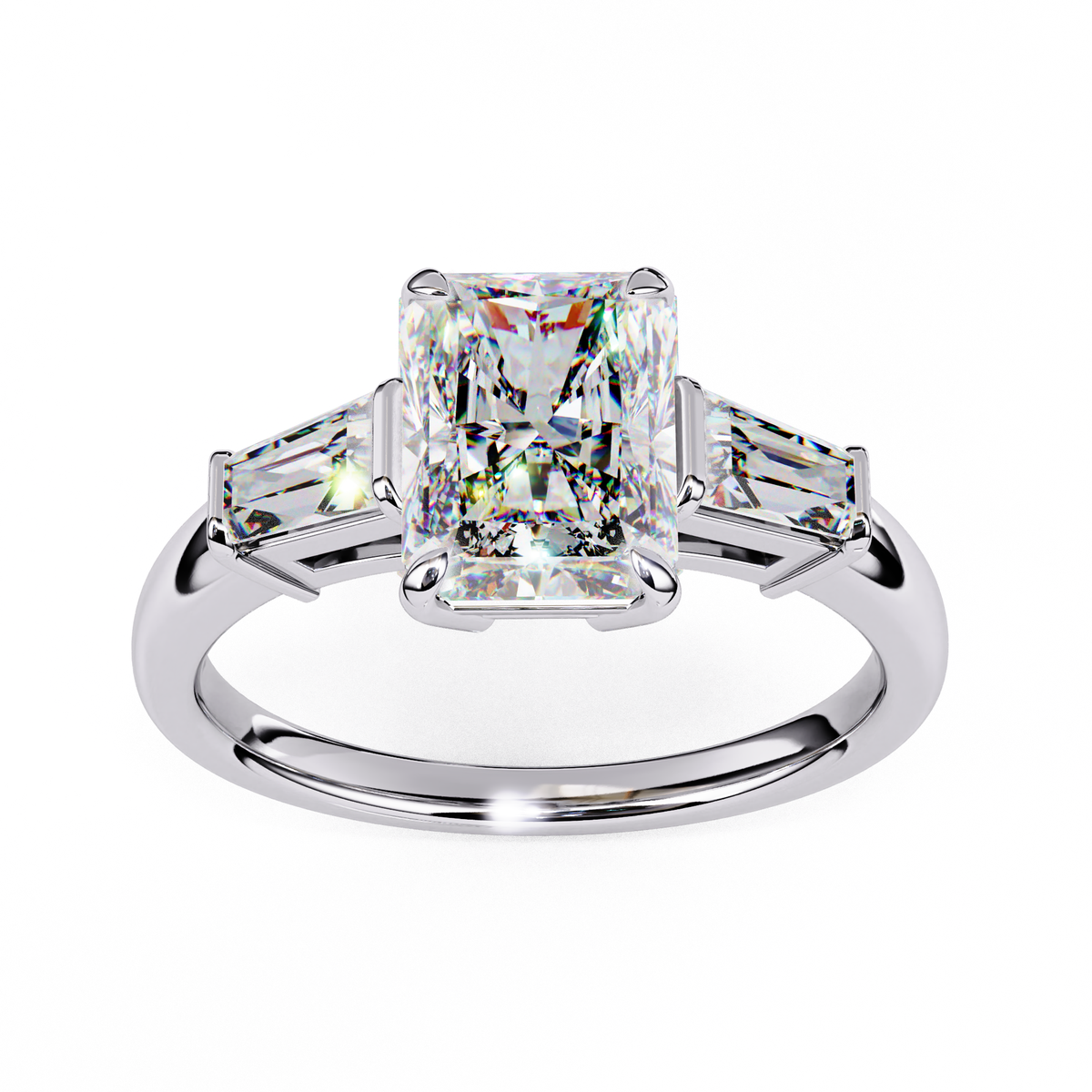 Reverra 14K Radiant Three-Stone Engagement Ring, CTTW-3.13