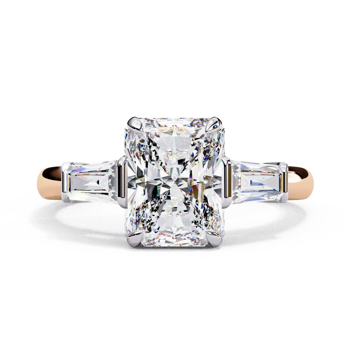 Reverra 14K Radiant Three-Stone Engagement Ring, CTTW-3.13