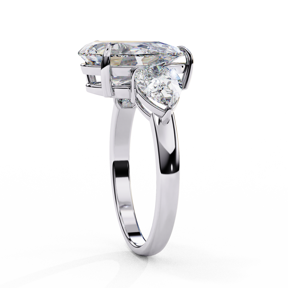 Reverra 14K Pear Three-Stone Engagement Ring, CTTW-2.97