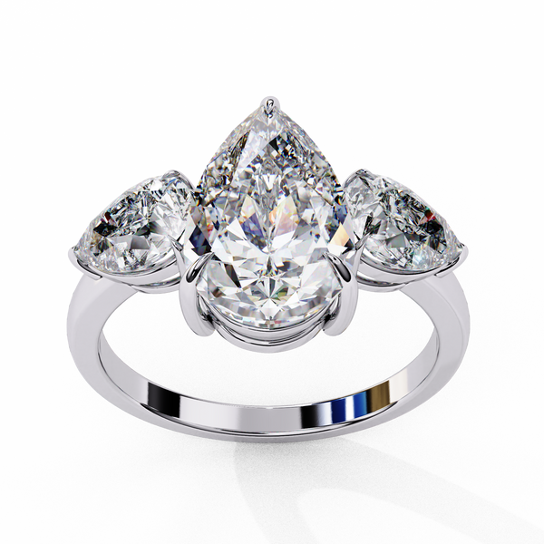 Reverra 14K Gold Pear Lab Grown Diamond Engagement Ring for Women, CTTW-2.97