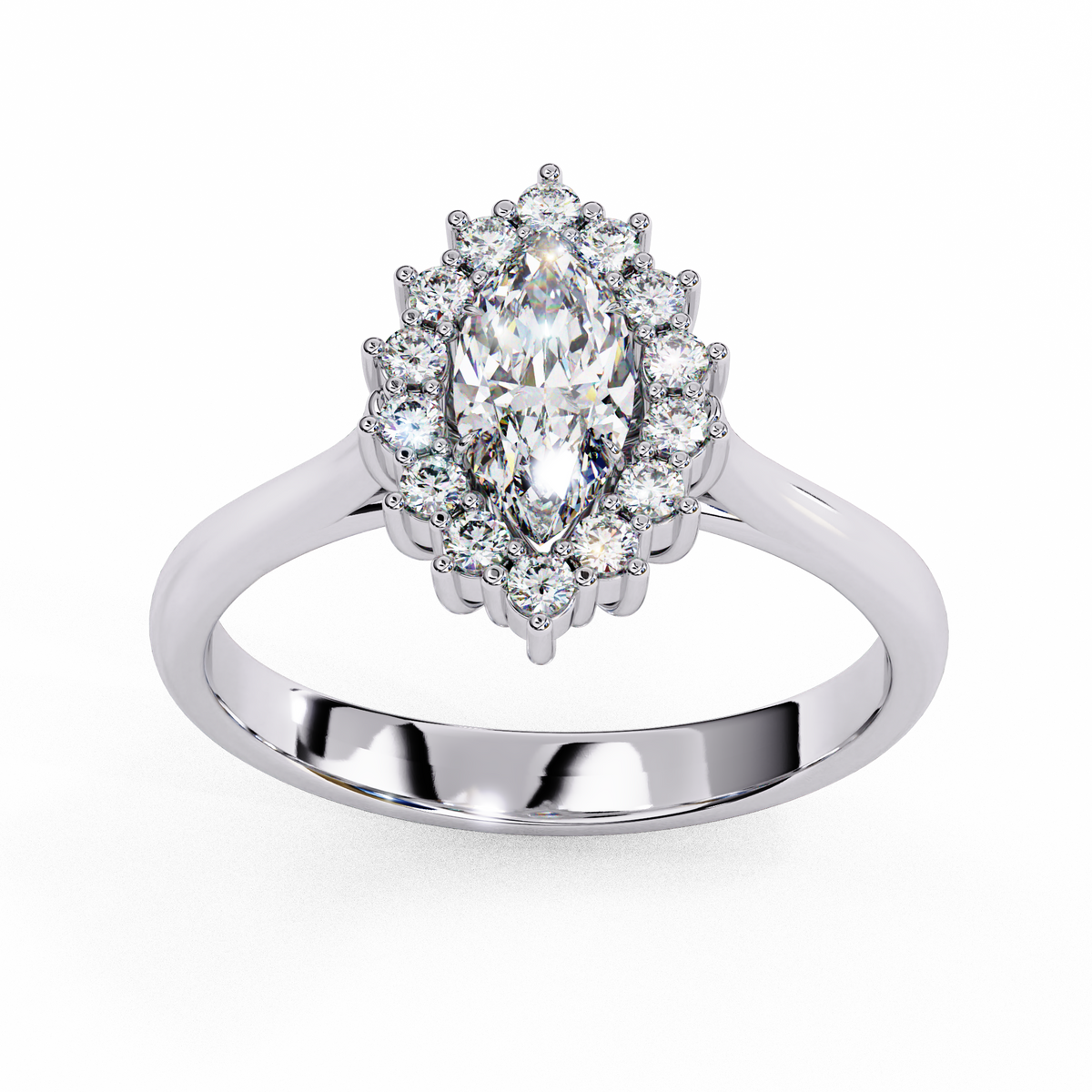 Reverra 14K Marquise Halo Engagement Ring with Diamond Surround, CTTW-0.65