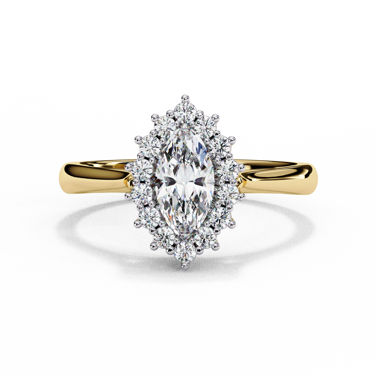 Reverra 14K Marquise Halo Engagement Ring with Diamond Surround, CTTW-0.65
