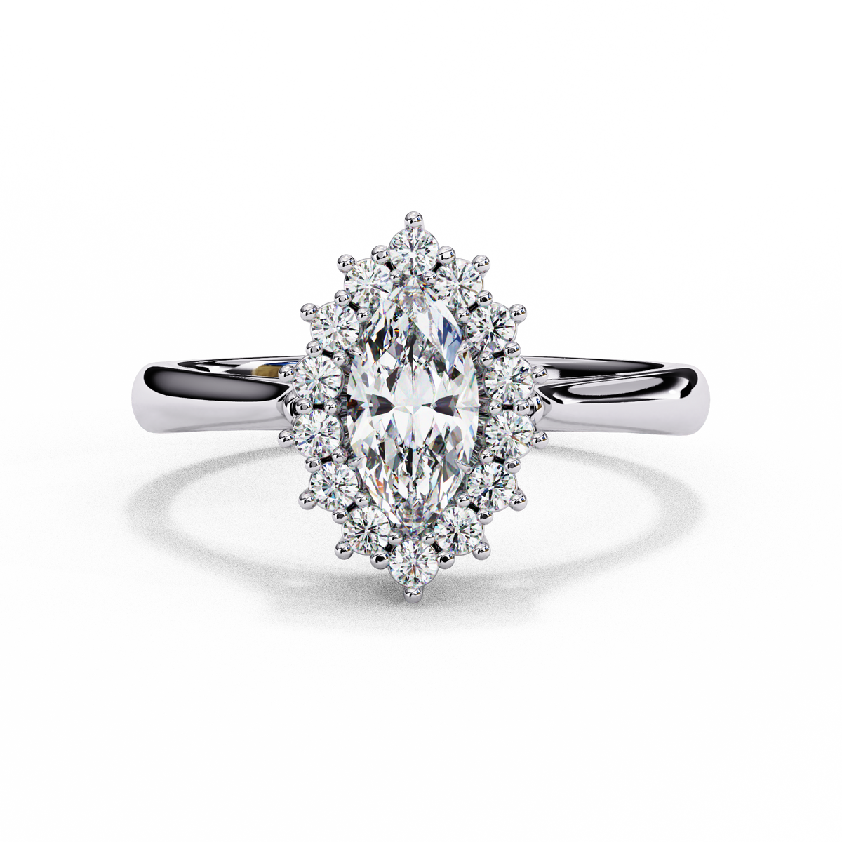 Reverra 14K Marquise Halo Engagement Ring with Diamond Surround, CTTW-0.65