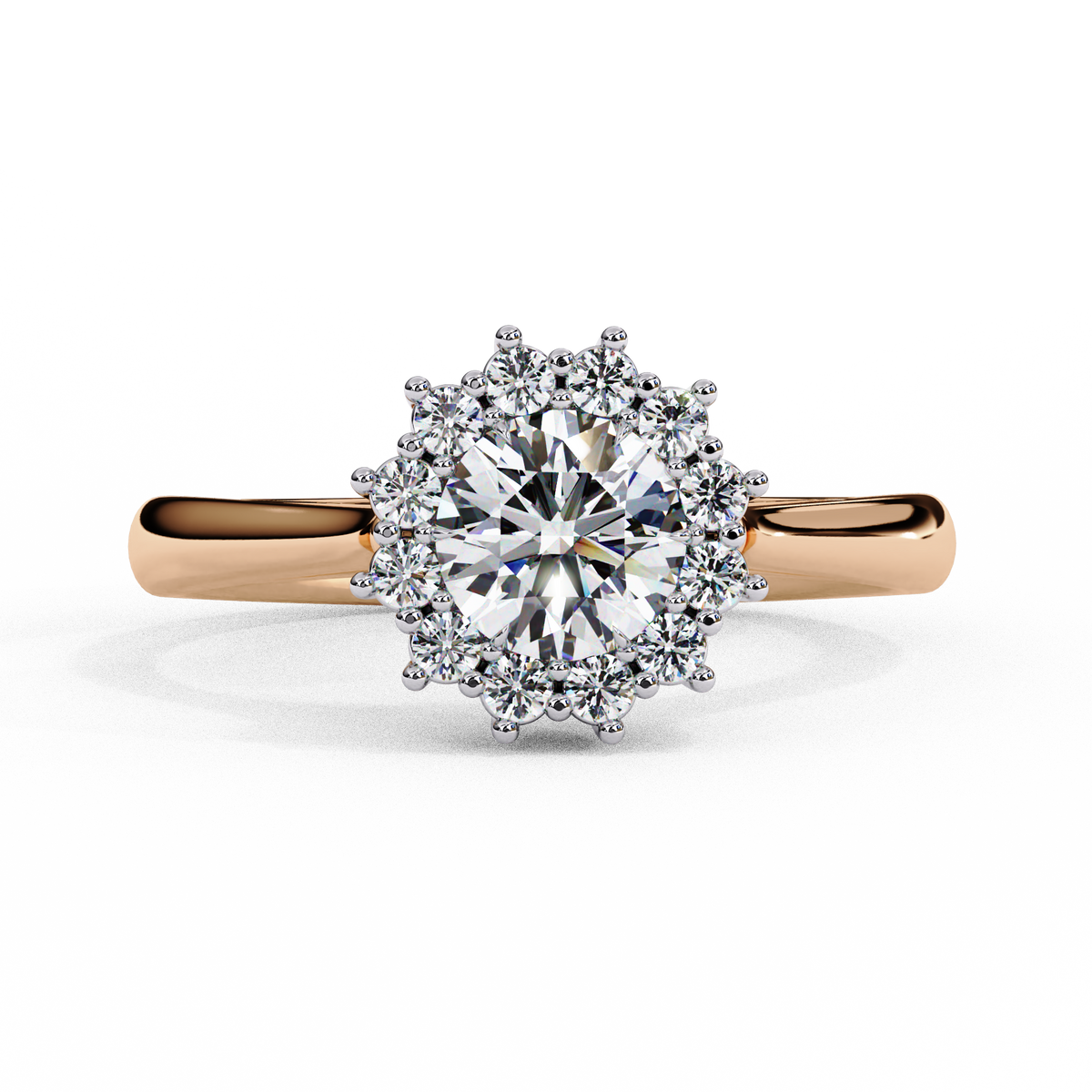 Reverra 14K Round Halo Engagement Ring, CTTW-2.04