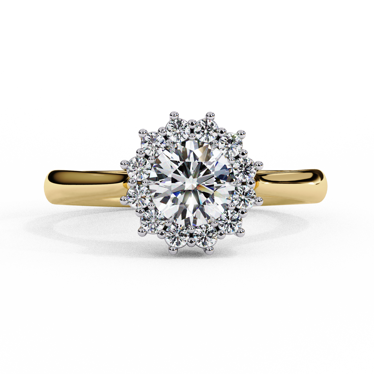 Reverra 14K Round Halo Engagement Ring, CTTW-2.04