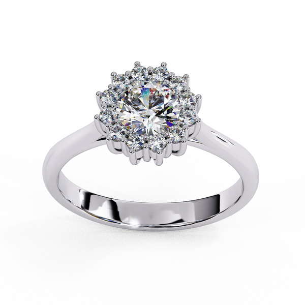 Reverra 14K Gold Round Lab Grown Diamond Floral Engagement Ring for Women, CTTW-2.04