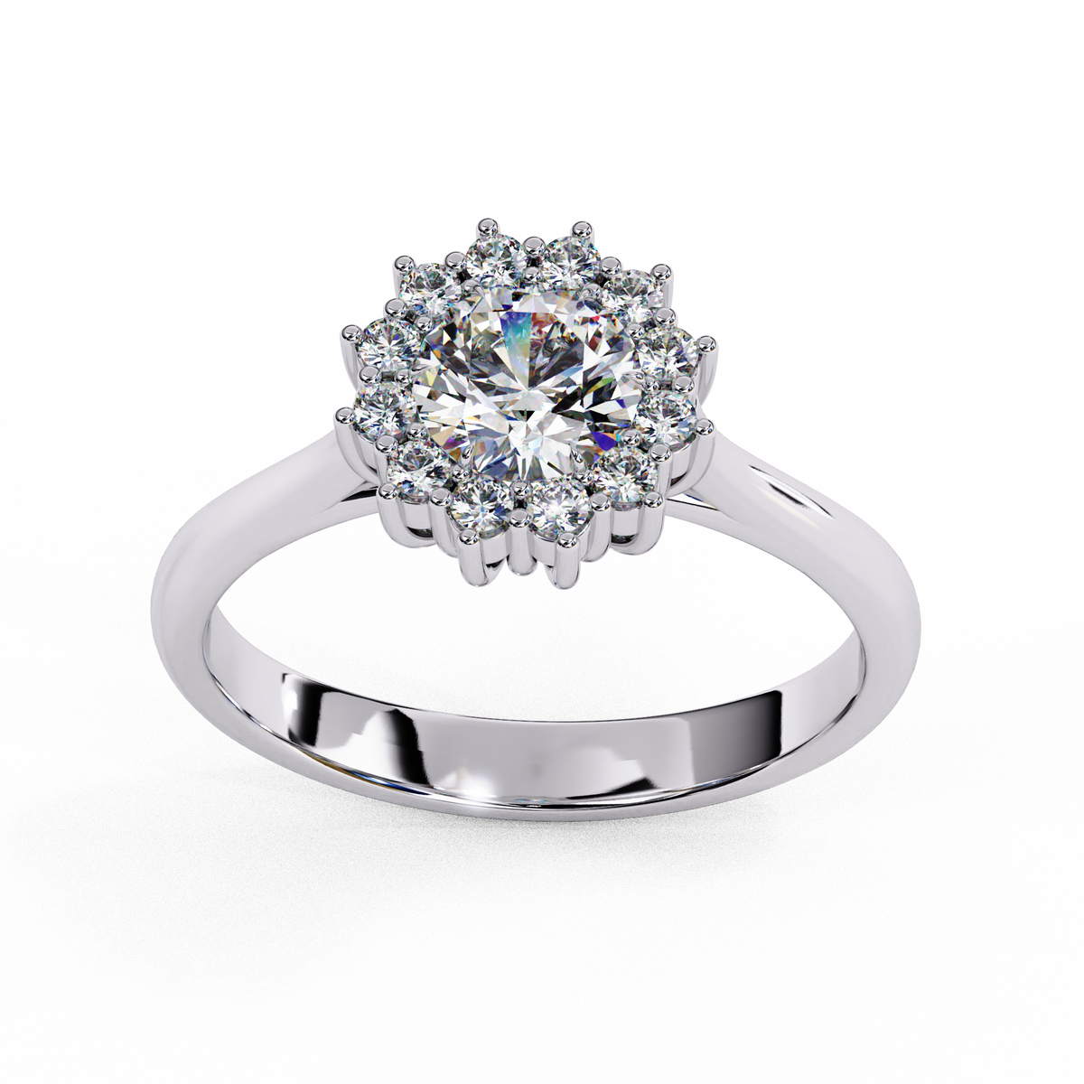 Reverra 14K Round Halo Engagement Ring, CTTW-2.04