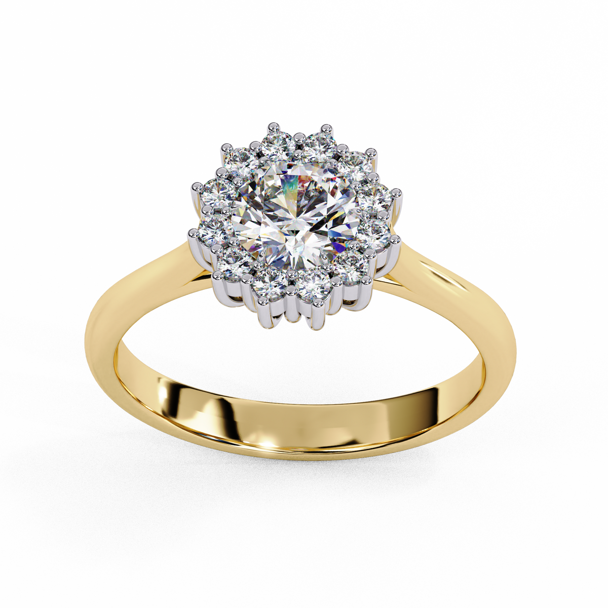 Reverra 14K Round Halo Engagement Ring, CTTW-2.04